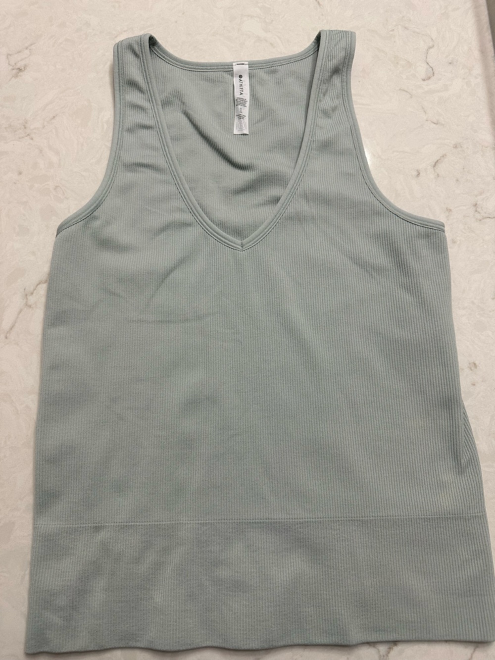 Athleta Ribbed V-Neck Tank Top in Sage Green, Small